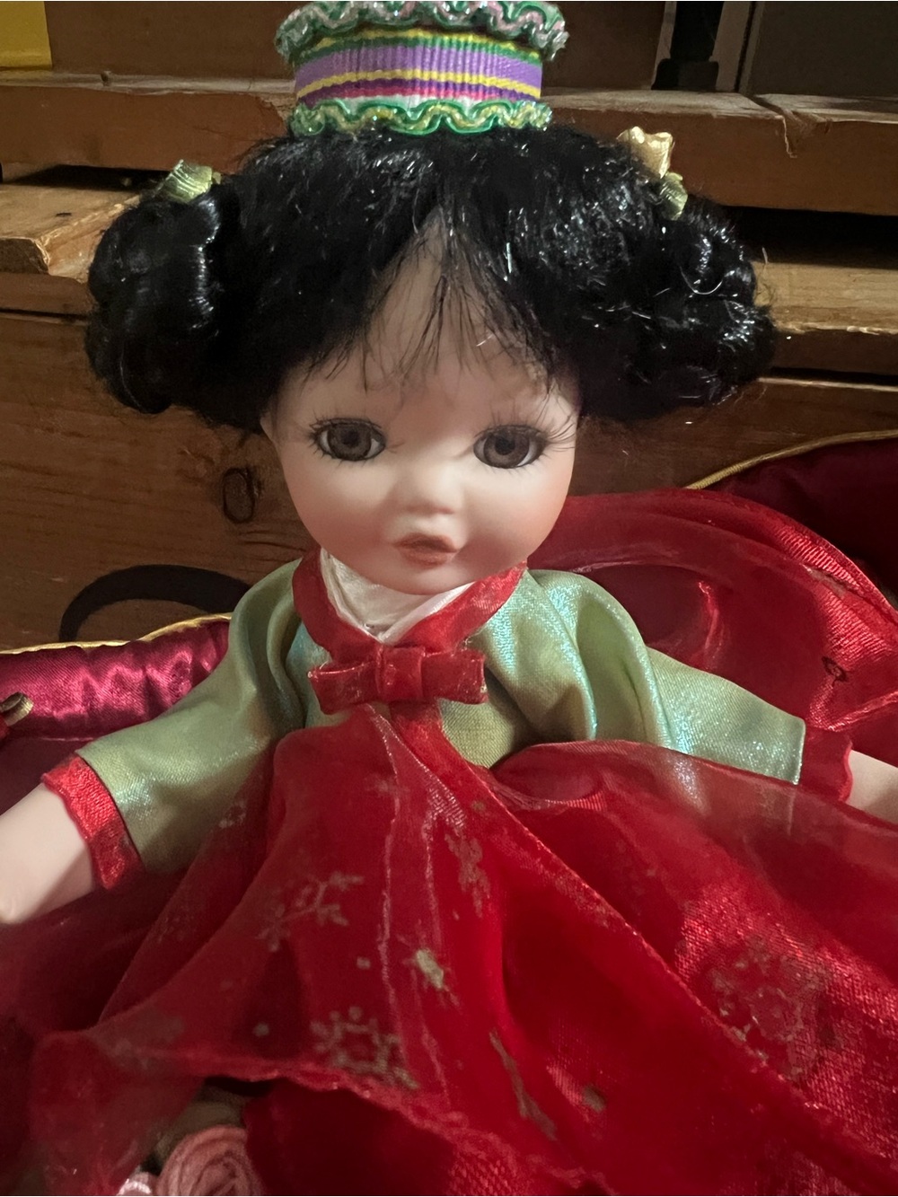 Palmary 3 Heart Collection Doll in Red and Mint Traditional Dress